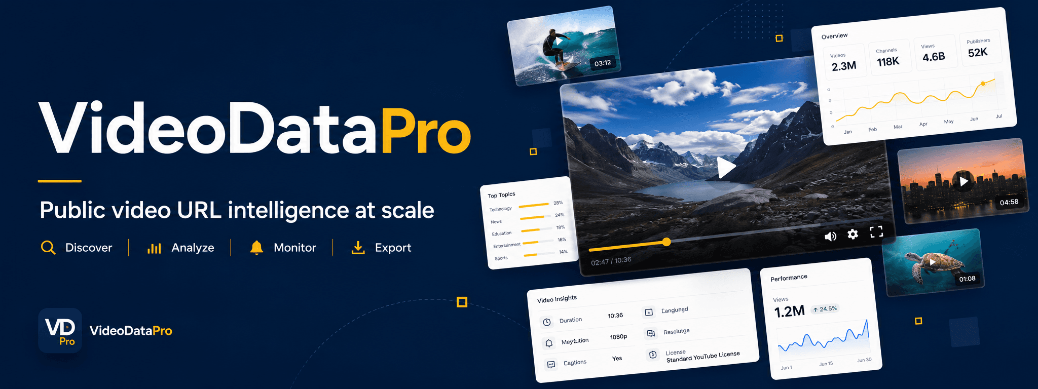 VideoDataPro public video URL intelligence dashboard